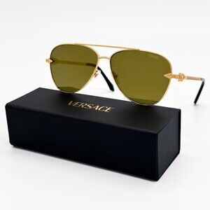NEW VE2283 1002/7I GOLD AVIATOR SUNGLASSES VERSACE VE2283 10027I